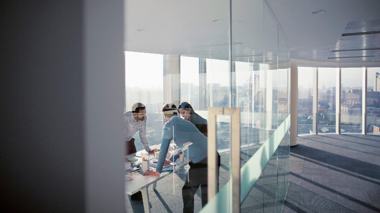 A team meeting in a boardroom